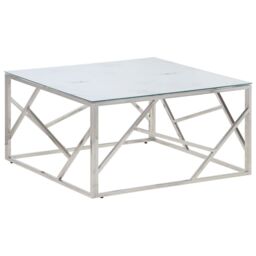 Berkfield Home Coffee Table Silver Stainless Steel & Tempered Glass - thumbnail 2