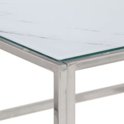Berkfield Home Coffee Table Silver Stainless Steel & Tempered Glass - thumbnail 5