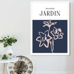 ARTZE Navy Blue & Blush Flowers Boho Sketch Floral Framed Print SIZE: A3 with White Frame - Size: A4 - thumbnail 2