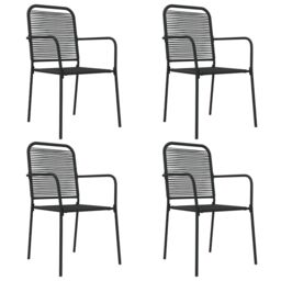 Berkfield Home 5 Piece Garden Dining Set Black Cotton Rope & Steel - thumbnail 4