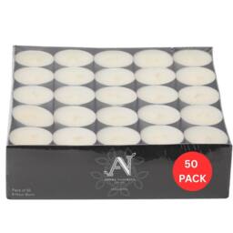 Aroma Naturals Unscented Tealight Candles Pack of 50 - 8-Hour Burn Time in White - Size: 50 Pieces - thumbnail 1