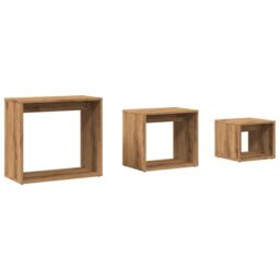 Berkfield Home Nesting Tables 3 pcs Artisan Oak Engineered Wood in Brown - thumbnail 2