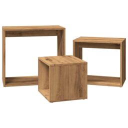 Berkfield Home Nesting Tables 3 pcs Artisan Oak Engineered Wood in Brown - thumbnail 5