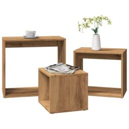 Berkfield Home Nesting Tables 3 pcs Artisan Oak Engineered Wood in Brown - thumbnail 1