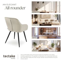 tectake Dining Chair Marilyn Per Piece - Cream/Black in Cream - Size: 1 Pack - thumbnail 7