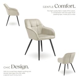 tectake Dining Chair Marilyn Per Piece - Cream/Black in Cream - Size: 1 Pack - thumbnail 3