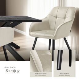 tectake Dining Chair Marilyn Per Piece - Cream/Black in Cream - Size: 1 Pack - thumbnail 4