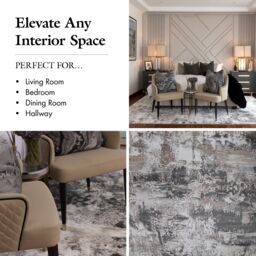 London Rug Company Jennifer Luxury Abstract Short Pile Rug in Grey - Size: 240 cm x 340 cm - thumbnail 5