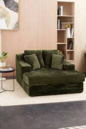 Living and Home Corduroy Chaise Lounge Sofa Bed in Green - thumbnail 2