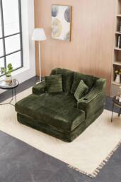 Living and Home Corduroy Chaise Lounge Sofa Bed in Green