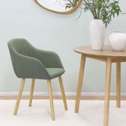 Home Garden Direct Luciano Upholstered Armchair in Premium Textured Linen in Green - thumbnail 2