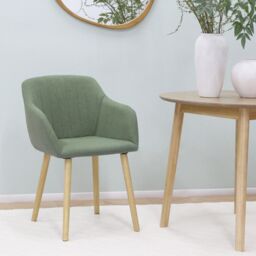 Home Garden Direct Luciano Upholstered Armchair in Premium Textured Linen in Green