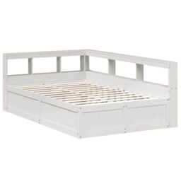 Berkfield Home Bookcase Bed without Mattress White 135x190cm Solid Wood Pine - Size: 135x190 cm - thumbnail 3
