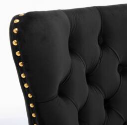 HomeTouch Set of 4 Lux Velvet Dining Chairs with Gold Steel Legs in Black - Size: 4 Pack - thumbnail 9