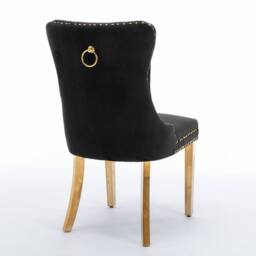 HomeTouch Set of 4 Lux Velvet Dining Chairs with Gold Steel Legs in Black - Size: 4 Pack - thumbnail 6