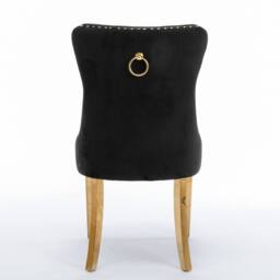 HomeTouch Set of 4 Lux Velvet Dining Chairs with Gold Steel Legs in Black - Size: 4 Pack - thumbnail 8
