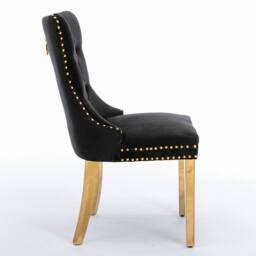HomeTouch Set of 4 Lux Velvet Dining Chairs with Gold Steel Legs in Black - Size: 4 Pack - thumbnail 7