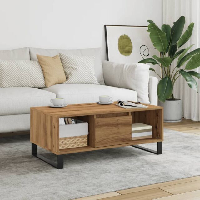 Berkfield Home Coffee Table Artisan Oak 90x50x36.5 cm Engineered Wood in Brown - image 1