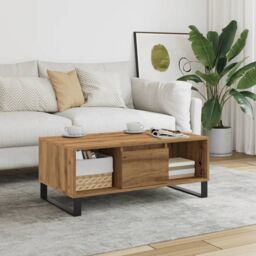 Berkfield Home Coffee Table Artisan Oak 90x50x36.5 cm Engineered Wood in Brown - thumbnail 1