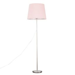 ValueLights Charlie Modern Stem Brushed Chrome Floor Lamp in Metallic Silver
