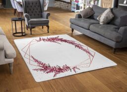 Benjamin Tate Design Pink Flower & Geometric Shapes Rug in Natural - Size: Large - thumbnail 2