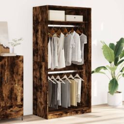 Berkfield Home Wardrobe Smoked Oak 100x50x200 cm Engineered Wood in Brown - Size: 100 x 50 x 200 cm - thumbnail 3