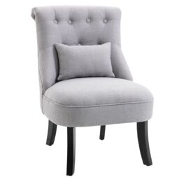 HOMCOM Fabric Single Sofa Dining Chair Upholstered W/ Pillow Solid Wood Leg Living Room in Grey - thumbnail 2