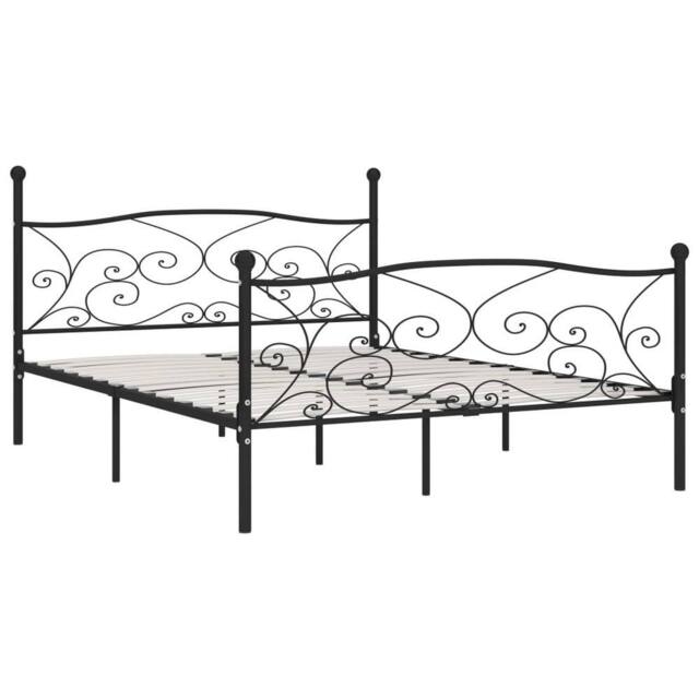 Berkfield Home Bed Frame with Slatted Base Black Metal 180x200 cm Super King - image 1