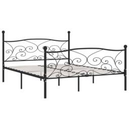 Berkfield Home Bed Frame with Slatted Base Black Metal 180x200 cm Super King - thumbnail 1
