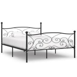 Berkfield Home Bed Frame with Slatted Base Black Metal 180x200 cm Super King - thumbnail 2