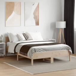 Berkfield Home Beautiful Bed Frame without Mattress 135x190 cm Double Solid Wood Pine in Natural - thumbnail 1