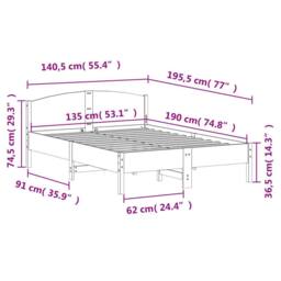 Berkfield Home Beautiful Bed Frame without Mattress 135x190 cm Double Solid Wood Pine in Natural - thumbnail 9