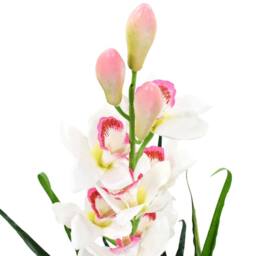 Berkfield Home Artificial Cymbidium Orchid Plant with Pot 100 cm Green - thumbnail 1