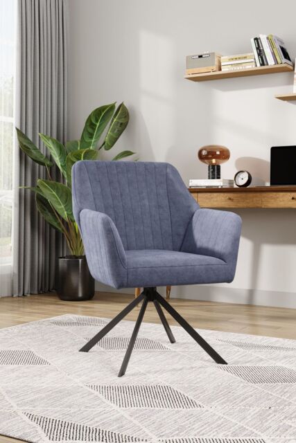 H&O Direct Modern Grey Swivel Lounge Chair with Sleek Metal Base in Dark Grey - image 1