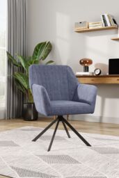 H&O Direct Modern Grey Swivel Lounge Chair with Sleek Metal Base in Dark Grey