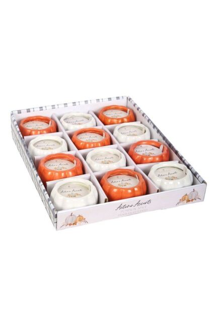 KDMD Set of 12 Scented Pumpkin Candles in White - image 1