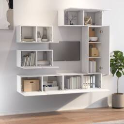 Berkfield Home Classic 6 Piece TV Cabinet Set White Engineered Wood - thumbnail 1