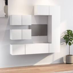 Berkfield Home Classic 6 Piece TV Cabinet Set White Engineered Wood - thumbnail 2