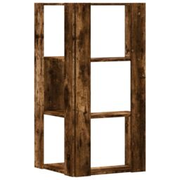Berkfield Home Corner Bookcase 3-Tier Smoked Oak 50x50x102 cm Engineered Wood in Brown - Size: 50 x 50 x 102 cm - thumbnail 6