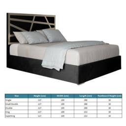 Casani Elveden Upholstered Soft Velvet Black Metal Designer Bed Frame - Size: Small Double - thumbnail 8