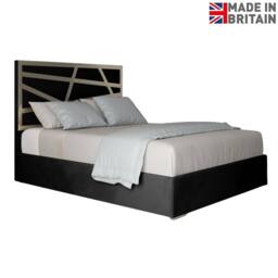 Casani Elveden Upholstered Soft Velvet Black Metal Designer Bed Frame - Size: Small Double - thumbnail 4