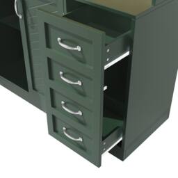 Merax Large Kitchen Pantry Cabinet with LED Coffee Station Wine Glass Holder in Green - thumbnail 6