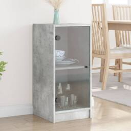 Berkfield Home Side Cabinet with Glass Doors Concrete Grey 35x37x75.5 cm - thumbnail 2