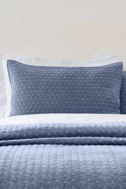 Bianca 'Attica Velvet' Embroidered Pillow sham Pair in Blue - Size: Standard Pillow Case - image 1