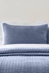 Bianca 'Attica Velvet' Embroidered Pillow sham Pair in Blue - Size: Standard Pillow Case