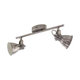 Loops Flush Ceiling Light Colour Nickel Antique Creme Shade Bulb GU10 2x3.3W in Metallics - thumbnail 1