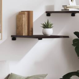Berkfield Home Wall Shelf Dark Grey 40x60x2 cm Treated Solid Wood Oak in Dark Brown - Size: 40 x 60 x 2 cm