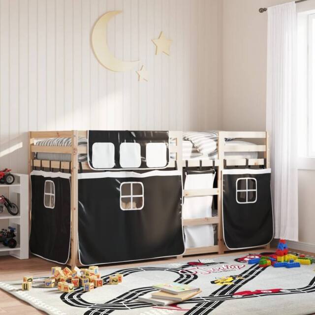 Berkfield Home Bunk Bed without Mattress White&Black 90x200 cm Solid Wood Pine in Black - image 1