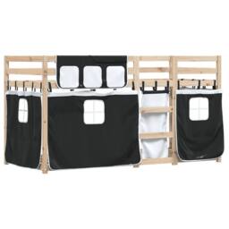 Berkfield Home Bunk Bed without Mattress White&Black 90x200 cm Solid Wood Pine in Black - thumbnail 3