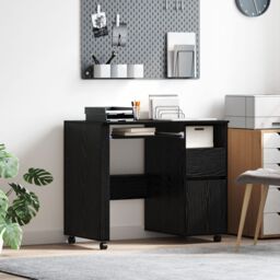 Berkfield Home Black Oak Computer Desk Black Oak Engineered wood, Metal Medium
